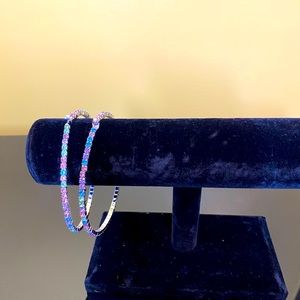 Traci Lynn - Hoola Hoop Silver Multi Pierced Earrings